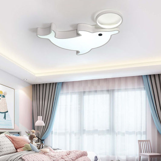 Dolphin Acrylic Ceiling Flush Mount Light Contemporary LED Close To Ceiling Lighting Fixture White Clearhalo 'Ceiling Lights' 'Close To Ceiling Lights' 'Lighting' 2604798