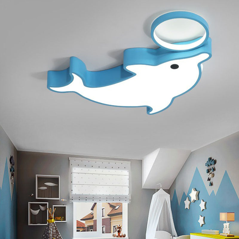 Dolphin Acrylic Ceiling Flush Mount Light Contemporary LED Close To Ceiling Lighting Fixture Blue Clearhalo 'Ceiling Lights' 'Close To Ceiling Lights' 'Lighting' 2604799