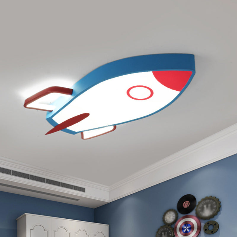 Rocket Bedroom Flushmount Ceiling Fixture Acrylic LED Contemporary Flush Ceiling Light Fixture in Blue Blue Clearhalo 'Ceiling Lights' 'Close To Ceiling Lights' 'Lighting' 2604804