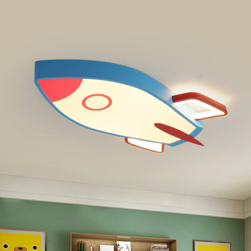 Rocket Bedroom Flushmount Ceiling Fixture Acrylic LED Contemporary Flush Ceiling Light Fixture in Blue Clearhalo 'Ceiling Lights' 'Close To Ceiling Lights' 'Lighting' 2604806