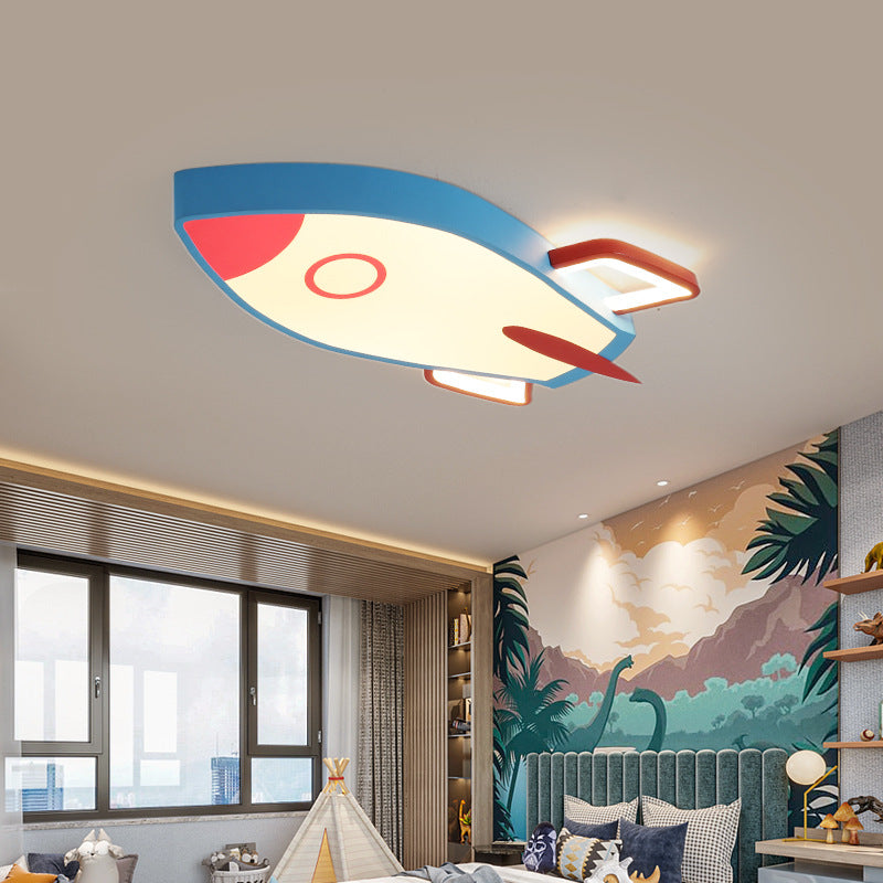 Rocket Bedroom Flushmount Ceiling Fixture Acrylic LED Contemporary Flush Ceiling Light Fixture in Blue Clearhalo 'Ceiling Lights' 'Close To Ceiling Lights' 'Lighting' 2604807