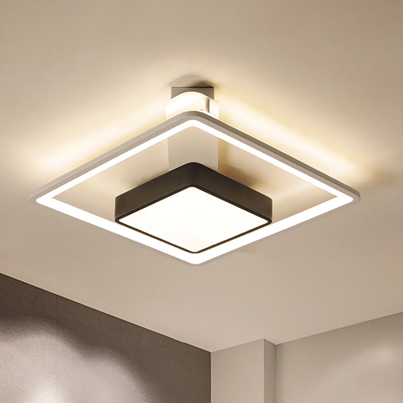 Modernism Square Ceiling Light Warm/White Light Metal Led Flush Mount Lighting in Black, 16"/19.5" Wide Clearhalo 'Ceiling Lights' 'Close To Ceiling Lights' 'Close to ceiling' 'Flush mount' Lighting' 260481