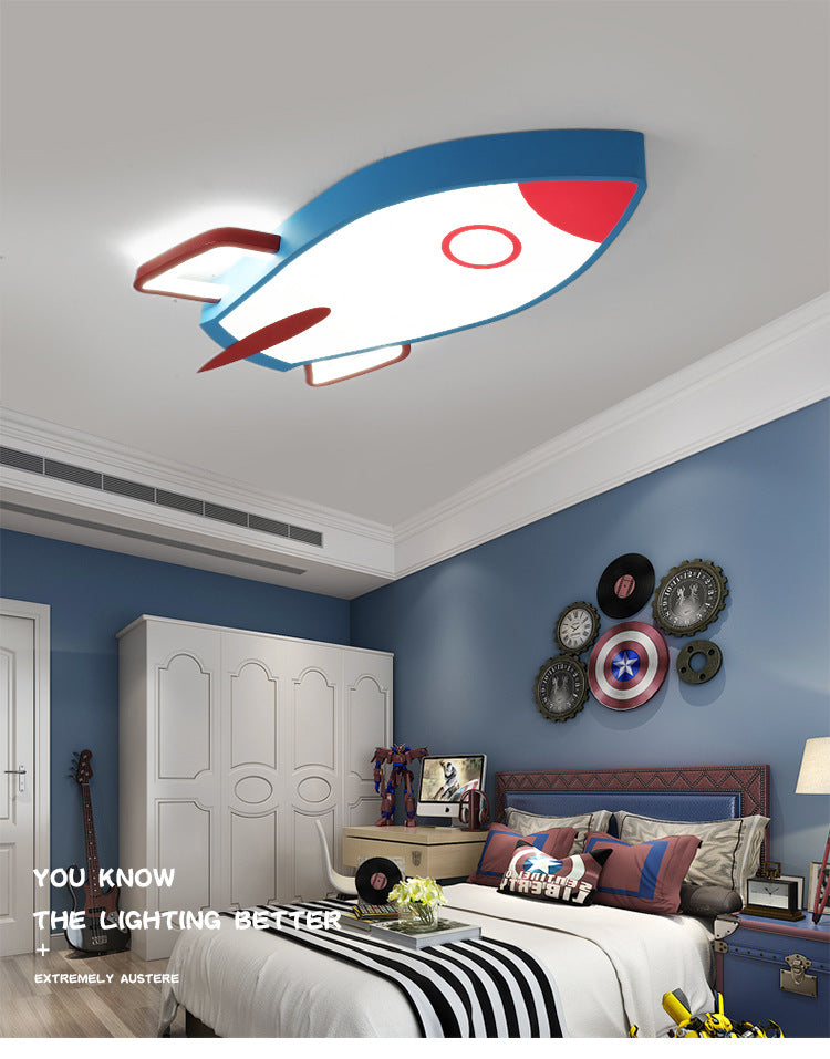 Rocket Bedroom Flushmount Ceiling Fixture Acrylic LED Contemporary Flush Ceiling Light Fixture in Blue Clearhalo 'Ceiling Lights' 'Close To Ceiling Lights' 'Lighting' 2604812