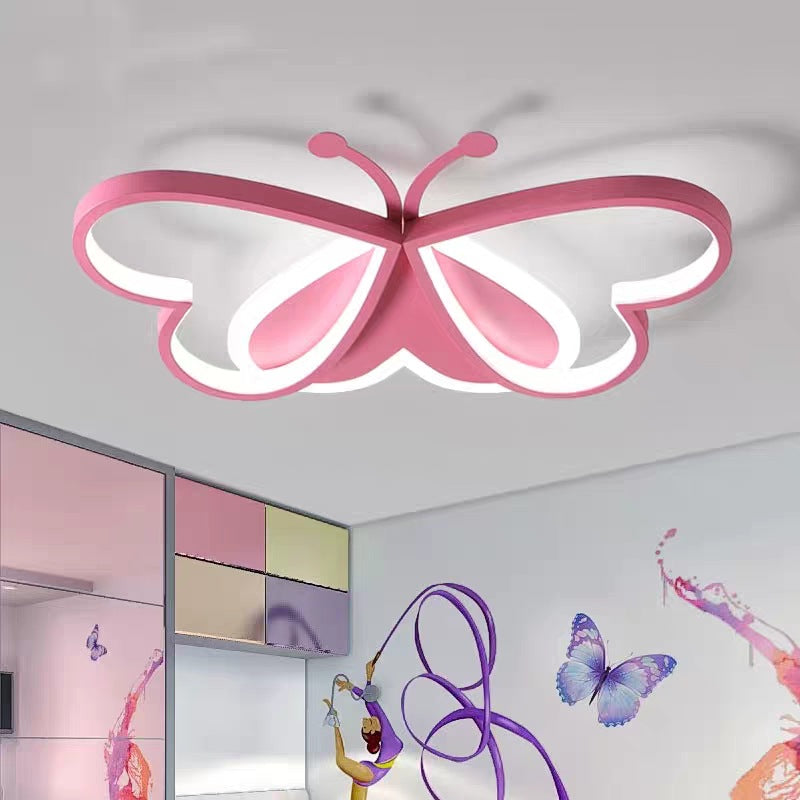 Pink Butterfly Close To Ceiling Lighting Cartoon LED Acrylic Ceiling Light Fixture Pink Clearhalo 'Ceiling Lights' 'Close To Ceiling Lights' 'Lighting' 2604814