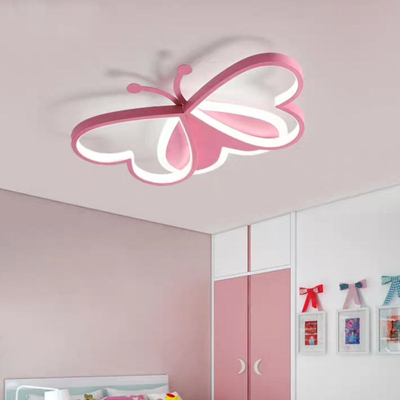 Pink Butterfly Close To Ceiling Lighting Cartoon LED Acrylic Ceiling Light Fixture Clearhalo 'Ceiling Lights' 'Close To Ceiling Lights' 'Lighting' 2604815