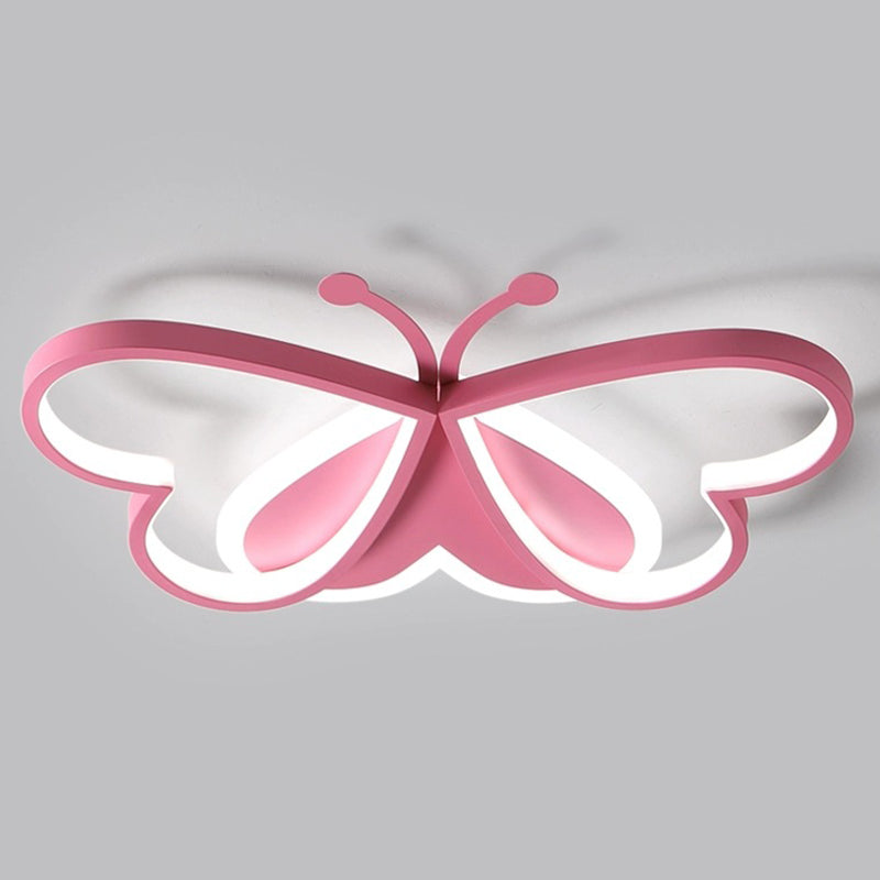 Pink Butterfly Close To Ceiling Lighting Cartoon LED Acrylic Ceiling Light Fixture Clearhalo 'Ceiling Lights' 'Close To Ceiling Lights' 'Lighting' 2604816