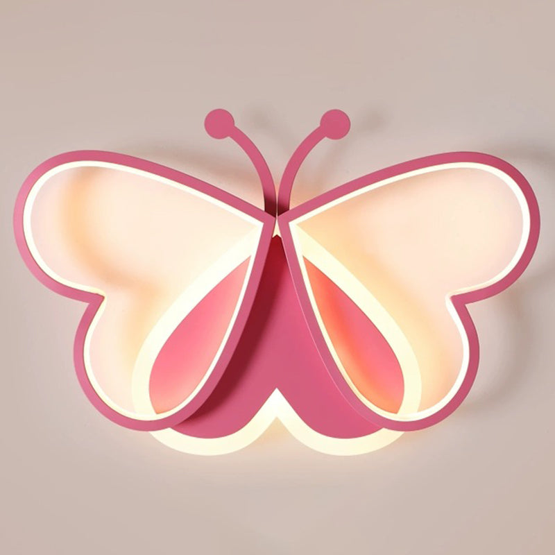 Pink Butterfly Close To Ceiling Lighting Cartoon LED Acrylic Ceiling Light Fixture Clearhalo 'Ceiling Lights' 'Close To Ceiling Lights' 'Lighting' 2604817