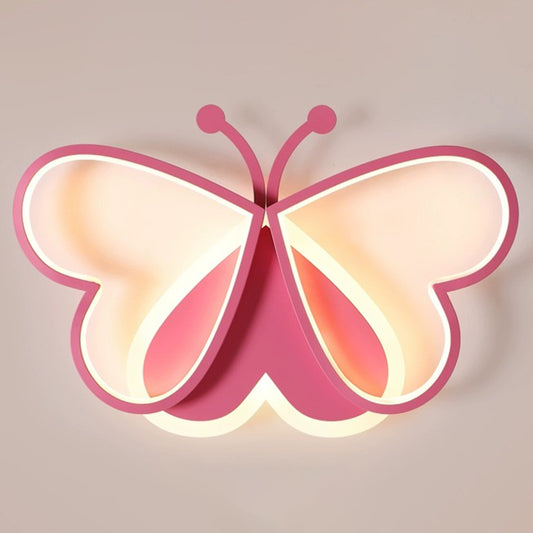 Pink Butterfly Close To Ceiling Lighting Cartoon LED Acrylic Ceiling Light Fixture Clearhalo 'Ceiling Lights' 'Close To Ceiling Lights' 'Lighting' 2604817