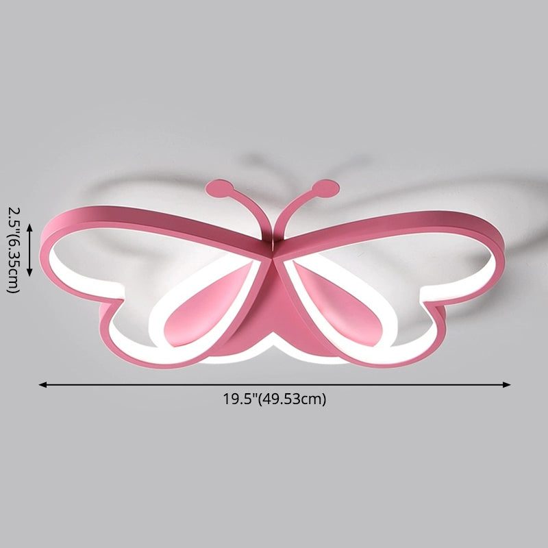 Pink Butterfly Close To Ceiling Lighting Cartoon LED Acrylic Ceiling Light Fixture Clearhalo 'Ceiling Lights' 'Close To Ceiling Lights' 'Lighting' 2604819