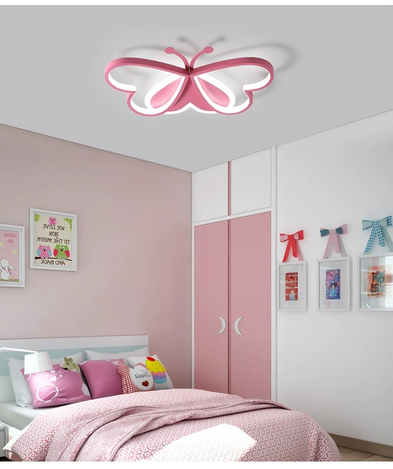 Pink Butterfly Close To Ceiling Lighting Cartoon LED Acrylic Ceiling Light Fixture Clearhalo 'Ceiling Lights' 'Close To Ceiling Lights' 'Lighting' 2604820