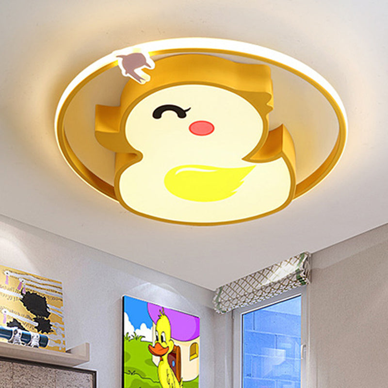 Duck Flush Mount Lighting Fixture Modern Style Acrylic Yellow Flushmount Ceiling Lamp Yellow Clearhalo 'Ceiling Lights' 'Close To Ceiling Lights' 'Lighting' 2604830