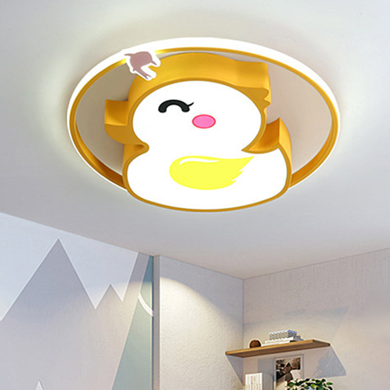 Duck Flush Mount Lighting Fixture Modern Style Acrylic Yellow Flushmount Ceiling Lamp Clearhalo 'Ceiling Lights' 'Close To Ceiling Lights' 'Lighting' 2604831