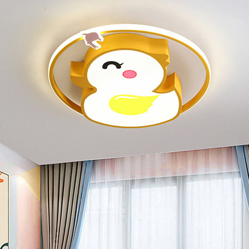 Duck Flush Mount Lighting Fixture Modern Style Acrylic Yellow Flushmount Ceiling Lamp Clearhalo 'Ceiling Lights' 'Close To Ceiling Lights' 'Lighting' 2604833