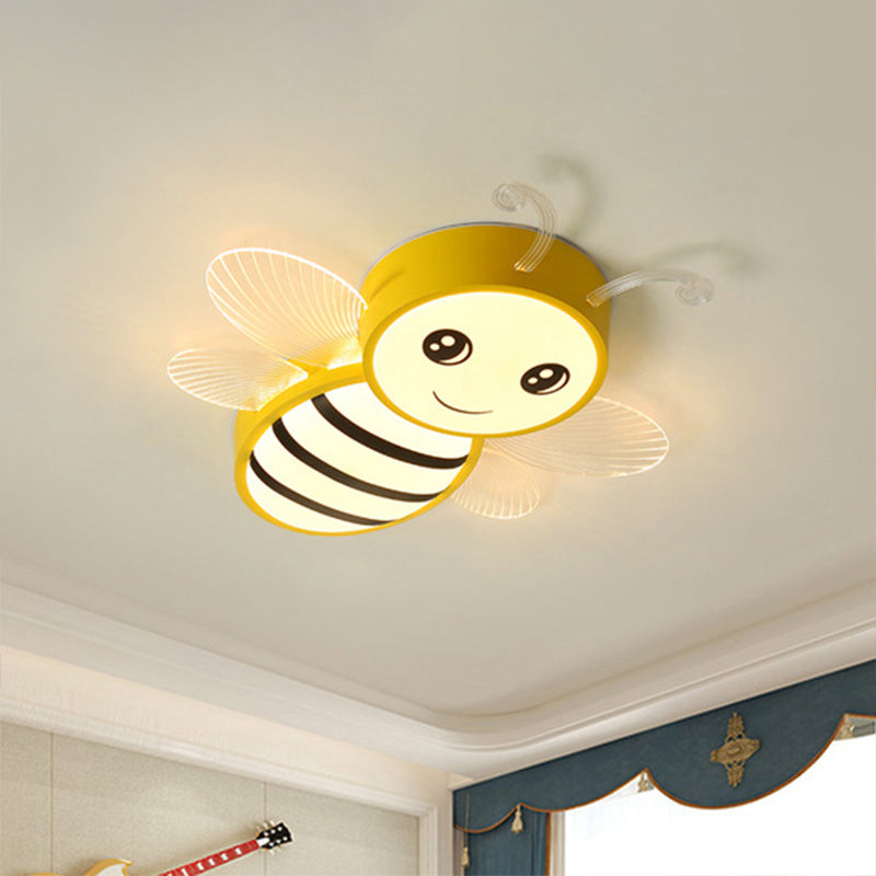 Metal Bee Flush Mount Ceiling Lighting Fixture Kids Style LED Close To Ceiling Lamp Clearhalo 'Ceiling Lights' 'Close To Ceiling Lights' 'Lighting' 2604835