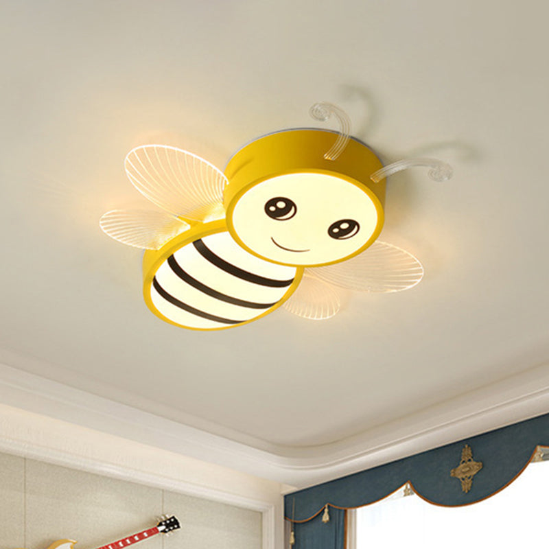 Metal Bee Flush Mount Ceiling Lighting Fixture Kids Style LED Close To Ceiling Lamp Yellow Clearhalo 'Ceiling Lights' 'Close To Ceiling Lights' 'Lighting' 2604836