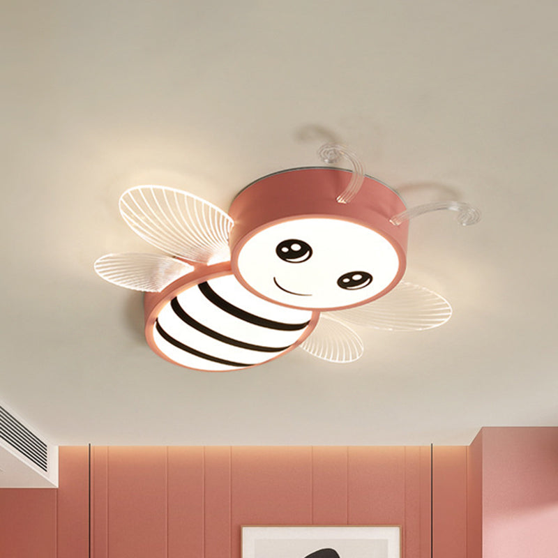 Metal Bee Flush Mount Ceiling Lighting Fixture Kids Style LED Close To Ceiling Lamp Clearhalo 'Ceiling Lights' 'Close To Ceiling Lights' 'Lighting' 2604838