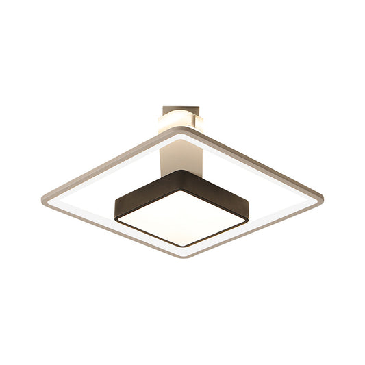 Modernism Square Ceiling Light Warm/White Light Metal Led Flush Mount Lighting in Black, 16"/19.5" Wide Clearhalo 'Ceiling Lights' 'Close To Ceiling Lights' 'Close to ceiling' 'Flush mount' Lighting' 260483