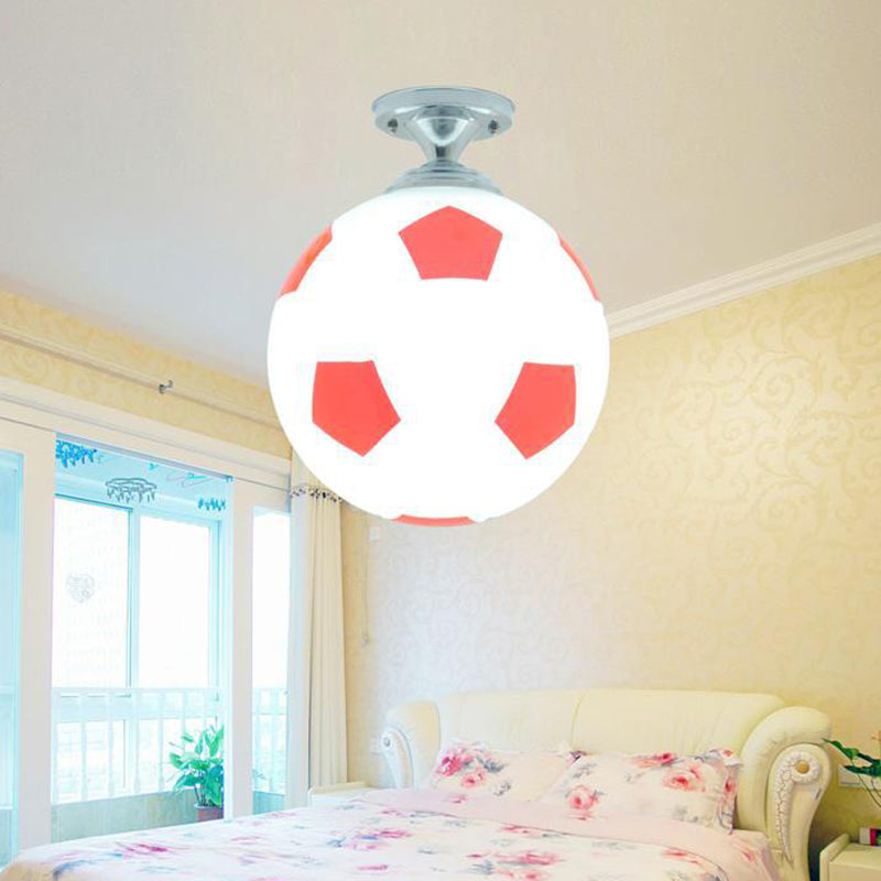 Football Ceiling Mounted Fixture Kids Style Glass Bedroom Close To Ceiling Lighting Red Clearhalo 'Ceiling Lights' 'Close To Ceiling Lights' 'Lighting' 2604844