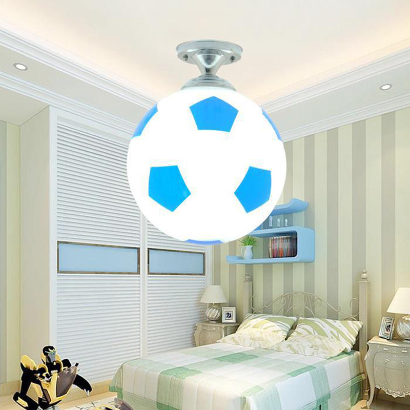 Football Ceiling Mounted Fixture Kids Style Glass Bedroom Close To Ceiling Lighting Blue Clearhalo 'Ceiling Lights' 'Close To Ceiling Lights' 'Lighting' 2604845