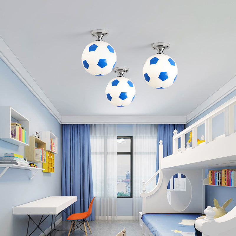 Football Ceiling Mounted Fixture Kids Style Glass Bedroom Close To Ceiling Lighting Clearhalo 'Ceiling Lights' 'Close To Ceiling Lights' 'Lighting' 2604848