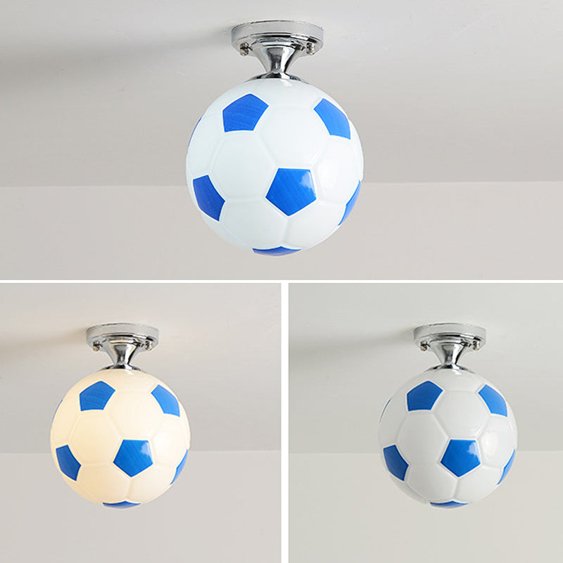 Football Ceiling Mounted Fixture Kids Style Glass Bedroom Close To Ceiling Lighting Clearhalo 'Ceiling Lights' 'Close To Ceiling Lights' 'Lighting' 2604853