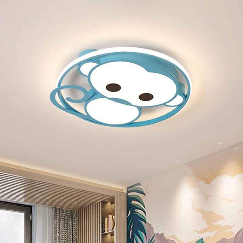 Monkey Metal Flushmount Ceiling Lamp Cartoon Style Flush Mount Ceiling Light Fixture Blue 16" Clearhalo 'Ceiling Lights' 'Close To Ceiling Lights' 'Lighting' 2604860