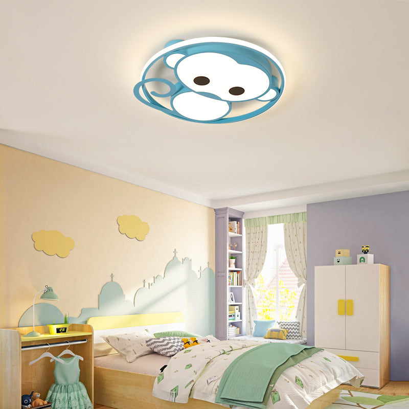 Monkey Metal Flushmount Ceiling Lamp Cartoon Style Flush Mount Ceiling Light Fixture Blue 19.5" Clearhalo 'Ceiling Lights' 'Close To Ceiling Lights' 'Lighting' 2604862