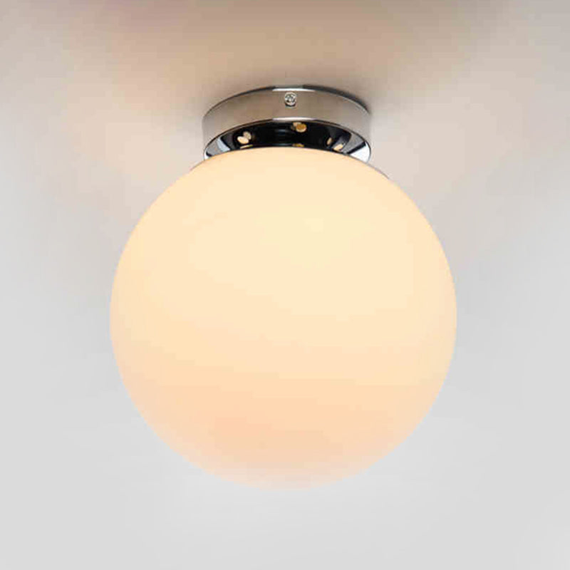 Spherical Aisle Flush Mount Ceiling Light Fixture Glass Modern Flush Mount Lighting Fixture in White White Clearhalo 'Ceiling Lights' 'Close To Ceiling Lights' 'Lighting' 2604869