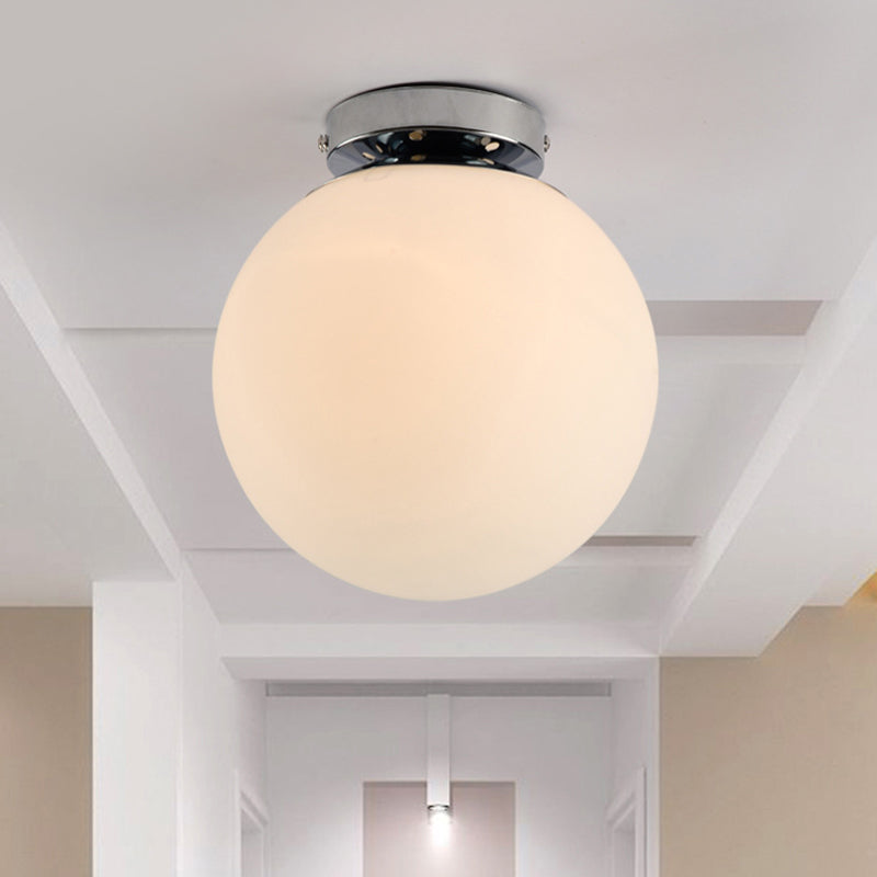 Spherical Aisle Flush Mount Ceiling Light Fixture Glass Modern Flush Mount Lighting Fixture in White Clearhalo 'Ceiling Lights' 'Close To Ceiling Lights' 'Lighting' 2604870