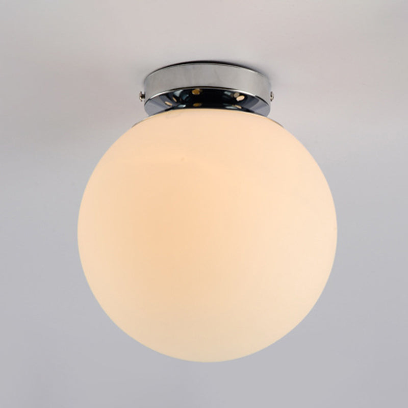 Spherical Aisle Flush Mount Ceiling Light Fixture Glass Modern Flush Mount Lighting Fixture in White Clearhalo 'Ceiling Lights' 'Close To Ceiling Lights' 'Lighting' 2604873