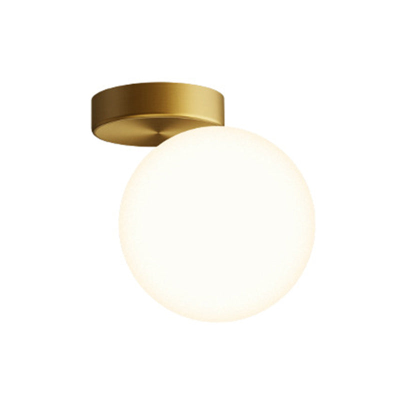 Glass Round Ceiling Flush Mount Light Simplistic Style Ceiling Light Fixture in White White Clearhalo 'Ceiling Lights' 'Close To Ceiling Lights' 'Lighting' 2604888