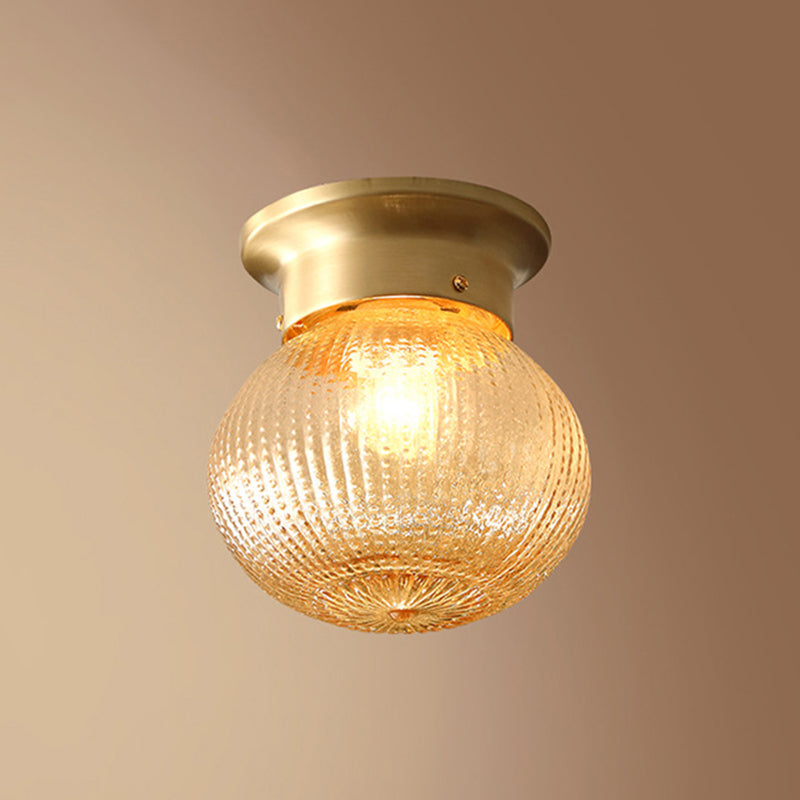 Gold Round Flush Mount Ceiling Light Fixture Modern Style Glass Flush Ceiling Light Fixture Gold 6" Clearhalo 'Ceiling Lights' 'Close To Ceiling Lights' 'Lighting' 2604900