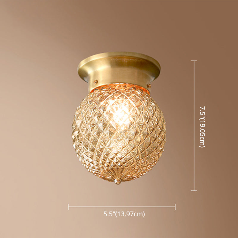 Gold Round Flush Mount Ceiling Light Fixture Modern Style Glass Flush Ceiling Light Fixture Clearhalo 'Ceiling Lights' 'Close To Ceiling Lights' 'Lighting' 2604905