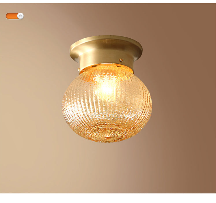 Gold Round Flush Mount Ceiling Light Fixture Modern Style Glass Flush Ceiling Light Fixture Clearhalo 'Ceiling Lights' 'Close To Ceiling Lights' 'Lighting' 2604906