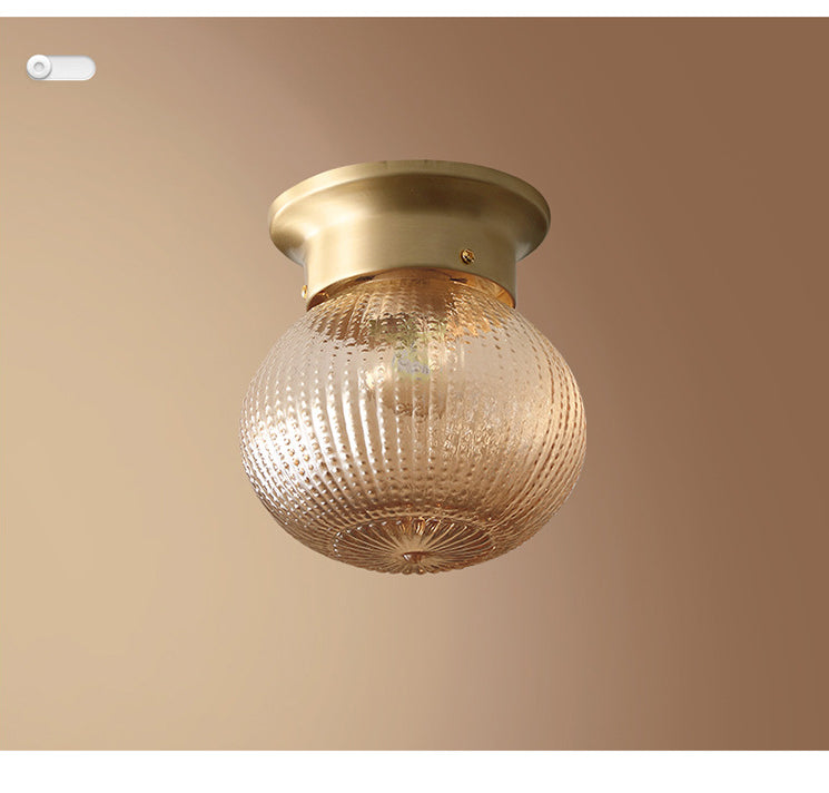 Gold Round Flush Mount Ceiling Light Fixture Modern Style Glass Flush Ceiling Light Fixture Clearhalo 'Ceiling Lights' 'Close To Ceiling Lights' 'Lighting' 2604907