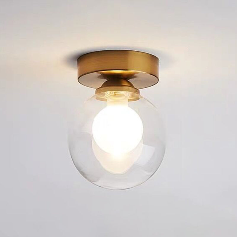 Globe Corridor Ceiling Flush Mount Light Glass Modern Close To Ceiling Lighting in Gold Gold Clearhalo 'Ceiling Lights' 'Close To Ceiling Lights' 'Lighting' 2604910