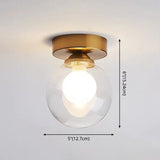 Globe Corridor Ceiling Flush Mount Light Glass Modern Close To Ceiling Lighting in Gold Clearhalo 'Ceiling Lights' 'Close To Ceiling Lights' 'Lighting' 2604913