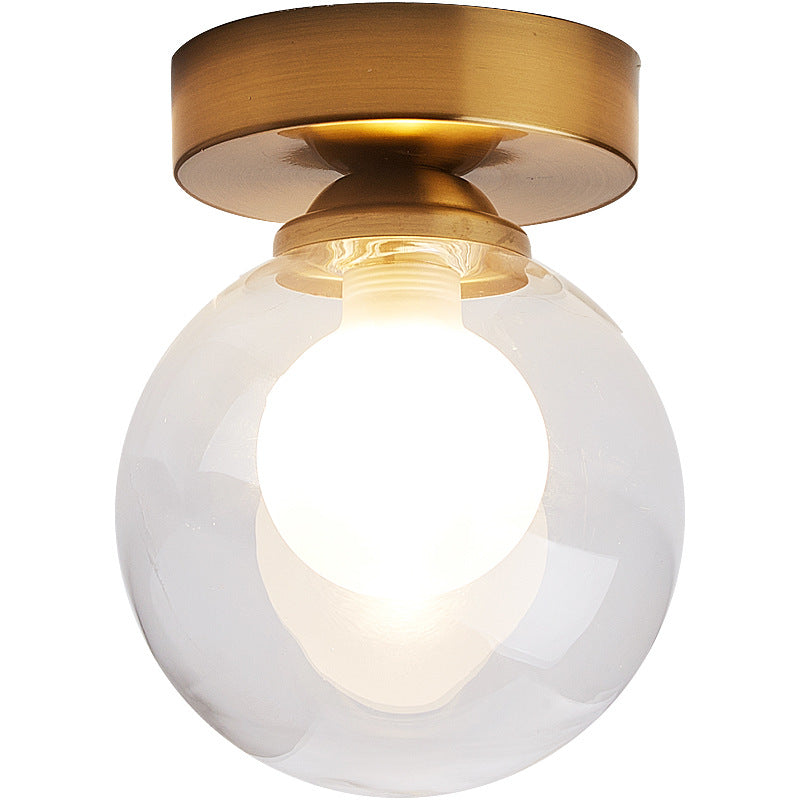 Globe Corridor Ceiling Flush Mount Light Glass Modern Close To Ceiling Lighting in Gold Clearhalo 'Ceiling Lights' 'Close To Ceiling Lights' 'Lighting' 2604914