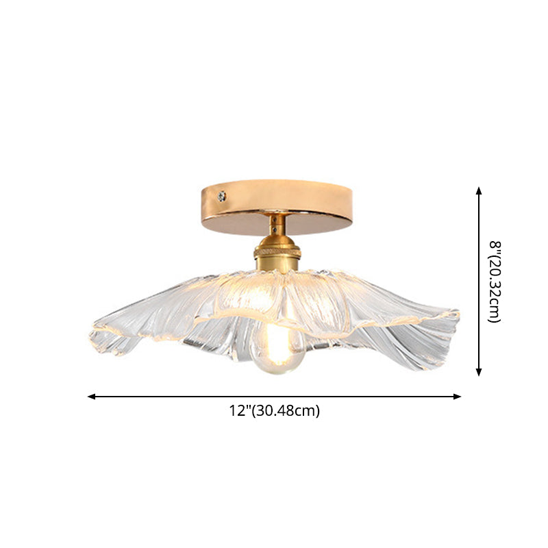 Glass Flower Ceiling Mount Light Fixture Contemporary Style Ceiling Mounted Fixture in Gold Clearhalo 'Ceiling Lights' 'Close To Ceiling Lights' 'Lighting' 2604919