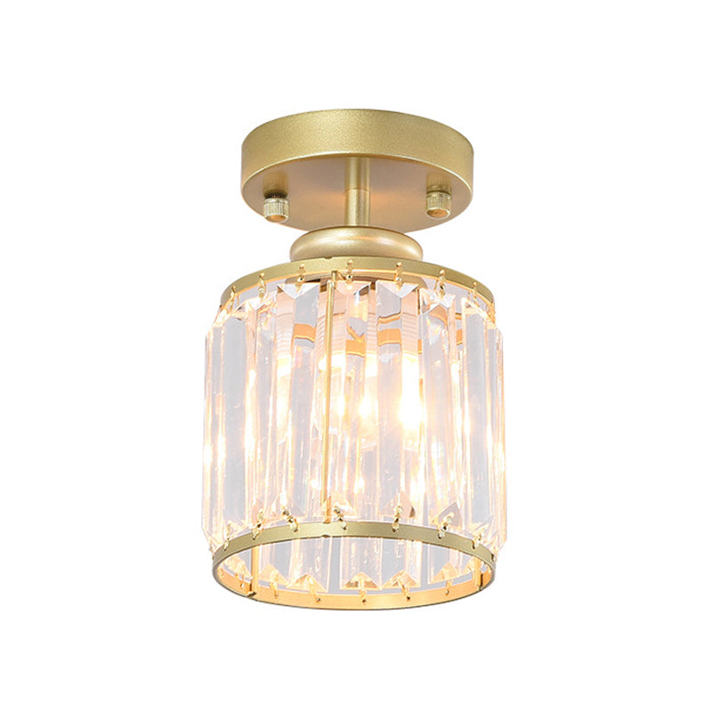 Cylinder Aisle Ceiling Mount Light Fixture Crystal Modern Style Close To Ceiling Light Clearhalo 'Ceiling Lights' 'Close To Ceiling Lights' 'Lighting' 2604943