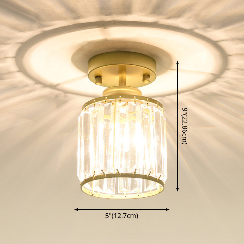 Cylinder Aisle Ceiling Mount Light Fixture Crystal Modern Style Close To Ceiling Light Clearhalo 'Ceiling Lights' 'Close To Ceiling Lights' 'Lighting' 2604945