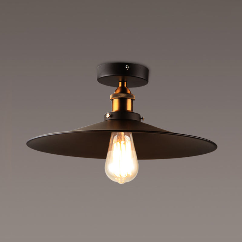 Black Cone Ceiling Mount Light Fixture Industrial Metal Restaurant Close To Ceiling Lighting Clearhalo 'Ceiling Lights' 'Close To Ceiling Lights' 'Lighting' 2604946