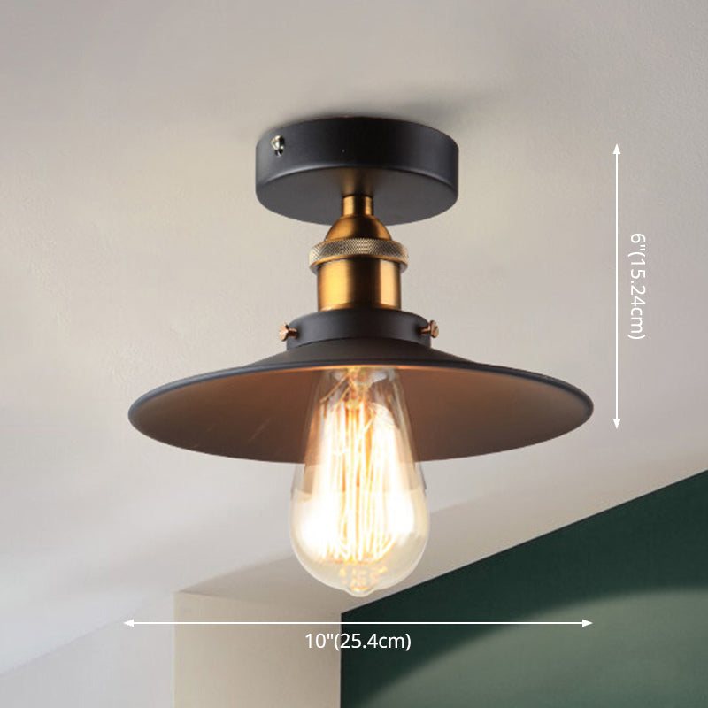 Black Cone Ceiling Mount Light Fixture Industrial Metal Restaurant Close To Ceiling Lighting Clearhalo 'Ceiling Lights' 'Close To Ceiling Lights' 'Lighting' 2604952