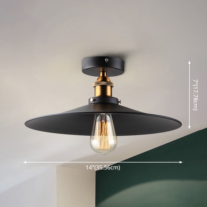 Black Cone Ceiling Mount Light Fixture Industrial Metal Restaurant Close To Ceiling Lighting Clearhalo 'Ceiling Lights' 'Close To Ceiling Lights' 'Lighting' 2604953