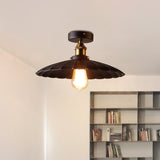 Metal Scalloped Shade Ceiling Mounted Light Industrial Restaurant Close To Ceiling Light in Black Clearhalo 'Ceiling Lights' 'Close To Ceiling Lights' 'Lighting' 2604963