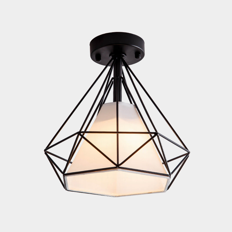 Metal Black Ceiling Flush Mount Light Diamond Industrial Close to Ceiling Lighting Clearhalo 'Ceiling Lights' 'Close To Ceiling Lights' 'Lighting' 2604977