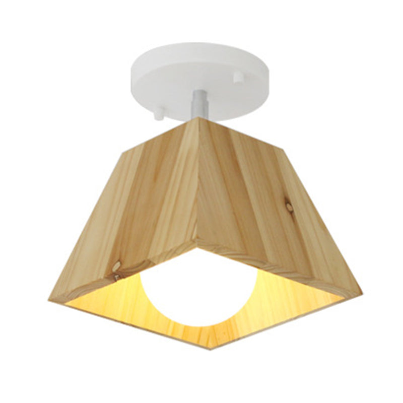 Square Close To Ceiling Fixture Minimalism Style Wooden White Ceiling Flush Mount Light 1 White Clearhalo 'Ceiling Lights' 'Close To Ceiling Lights' 'Lighting' 2604985