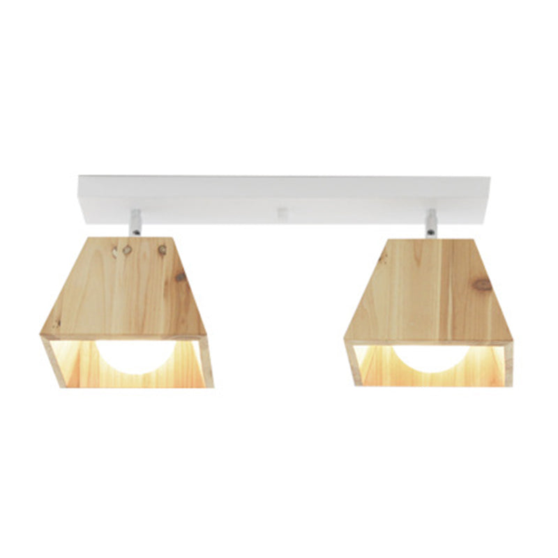 Square Close To Ceiling Fixture Minimalism Style Wooden White Ceiling Flush Mount Light 2 White Clearhalo 'Ceiling Lights' 'Close To Ceiling Lights' 'Lighting' 2604986