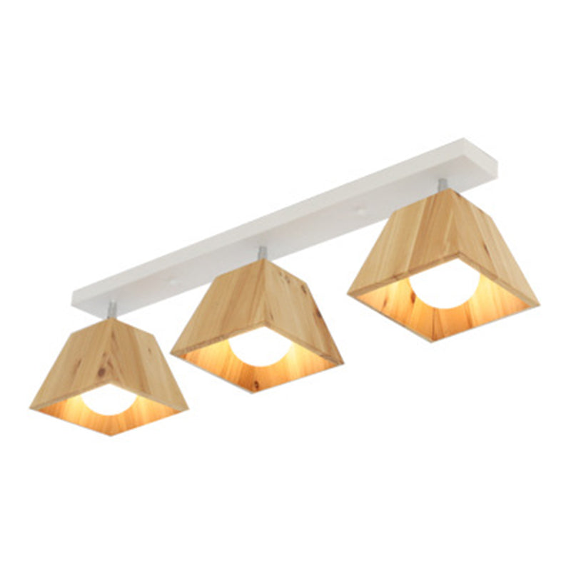 Square Close To Ceiling Fixture Minimalism Style Wooden White Ceiling Flush Mount Light 3 White Clearhalo 'Ceiling Lights' 'Close To Ceiling Lights' 'Lighting' 2604988