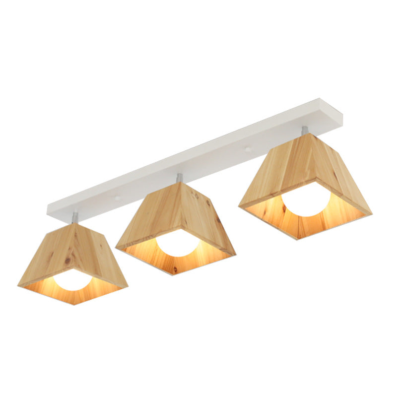 Square Close To Ceiling Fixture Minimalism Style Wooden White Ceiling Flush Mount Light Clearhalo 'Ceiling Lights' 'Close To Ceiling Lights' 'Lighting' 2604990